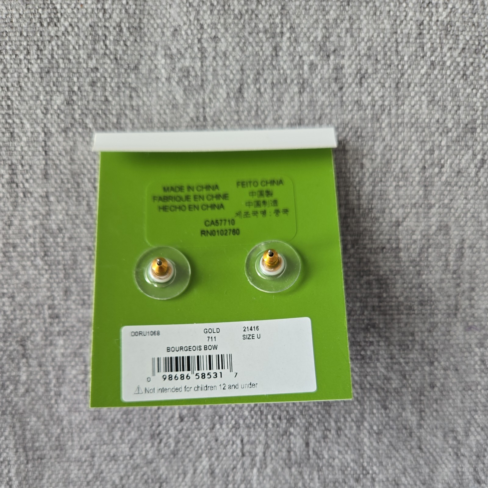 New Kate Spade Bourgeois Bow Stud Earrings Gold O0RU1068 thumbnail 3