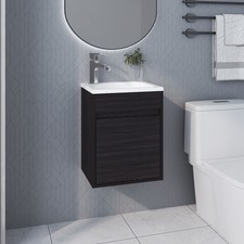 FM FURNITURE Florence Bathroom Floating Vanity with Sink, 1 Door, Wengue