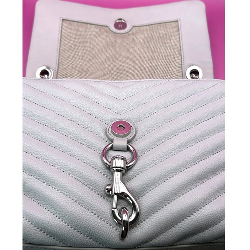 Rebecca Minkoff Edie Flap Shoulder Bag Perla Quilted Leather Silver Hardware - Picture 8 of 14