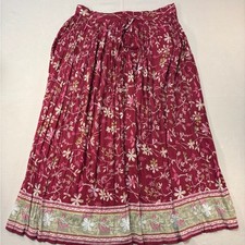 Bobbie Brooks Vintage 90  s Red Floral A-Line Maxi Whimsigoth Skirt Size Medium