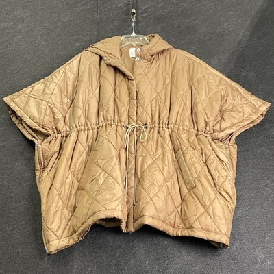DEREK LAM 10 CROSBY Payton Quilted Poncho Women's Size XL Camel