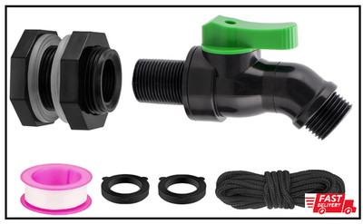 Plastic Rain Barrel Spigot Kit High Flow Water Barrel Faucet 3/4 PVC Rain Bar...