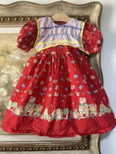 Vintage Teddy Bear Picnic Cottage Dress Size 4T Girls Cottage Core Country