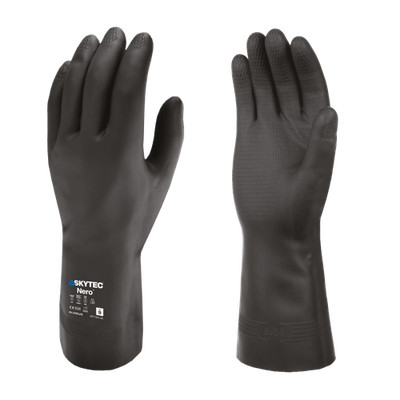 Skytec Nero Chemical Handling Handschuhe | Wasserdicht Latex Grip PSA 10er Pack