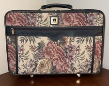 Equipaje de Ocio Vintage Hermoso Lona Floral Bosque Verde Borde Llevar Rollos