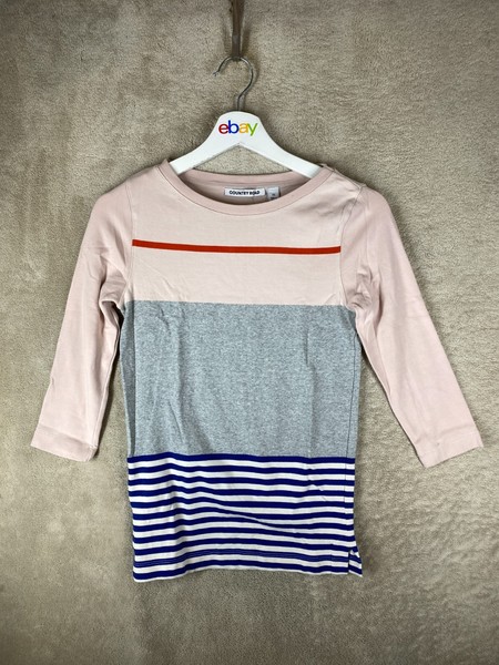 Country Road Casual T-Shirts Tee Top Size XS Womens Pink Striped 3/4 Sleeve