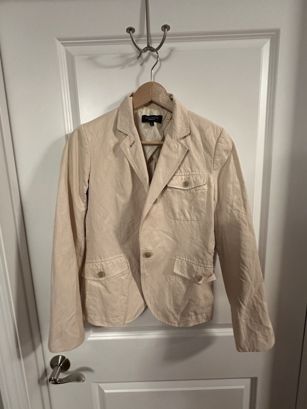 Talbots Blazer Cream Coastal Casual Preppy Linen-like But Cotton/Nylon S