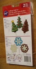 Wilton ~ HOLIDAY LOLLIPOP CHOCOLATE MOLD - 2PC SET #2115-1771 - Snowflake, Trees