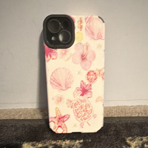 Beach Floral Seashell Pattern Hard Back Case Cover for Apple iPhone Pink/White