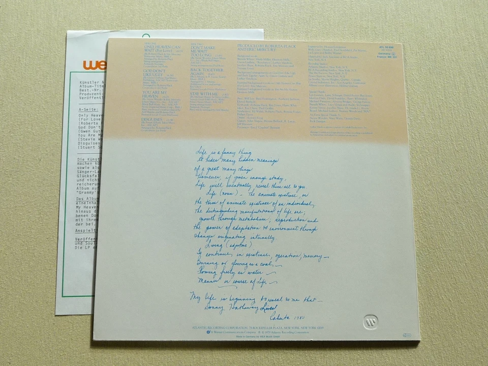 Roberta Flack Featuring Donny Hathaway  (Promotion Copy + Promo-Sheet, Unplayed) - Bild 3 von 4