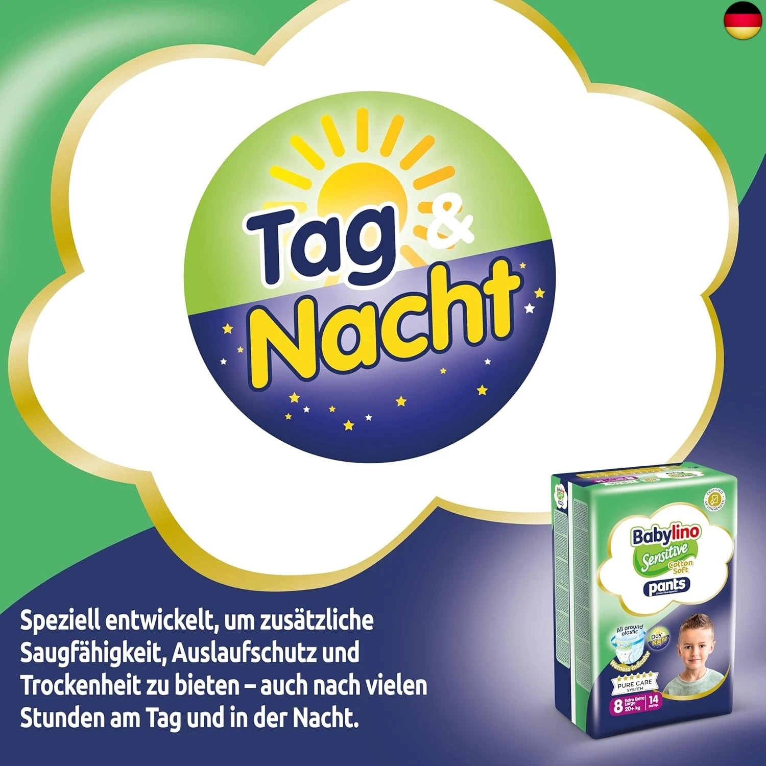 Babylino Sensitive Cotton Soft Windeln Größe 8, Pants XXL (20+ kg), 14 Stück - Bild 3 von 10