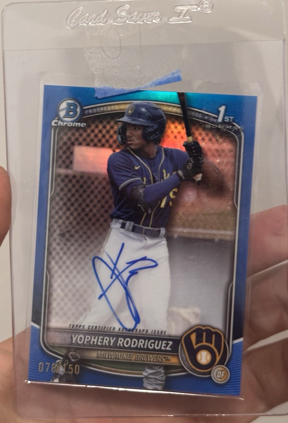 2025 Bowman Yophery Rodriguez Chrome Auto Blue Refractor 1st #/150