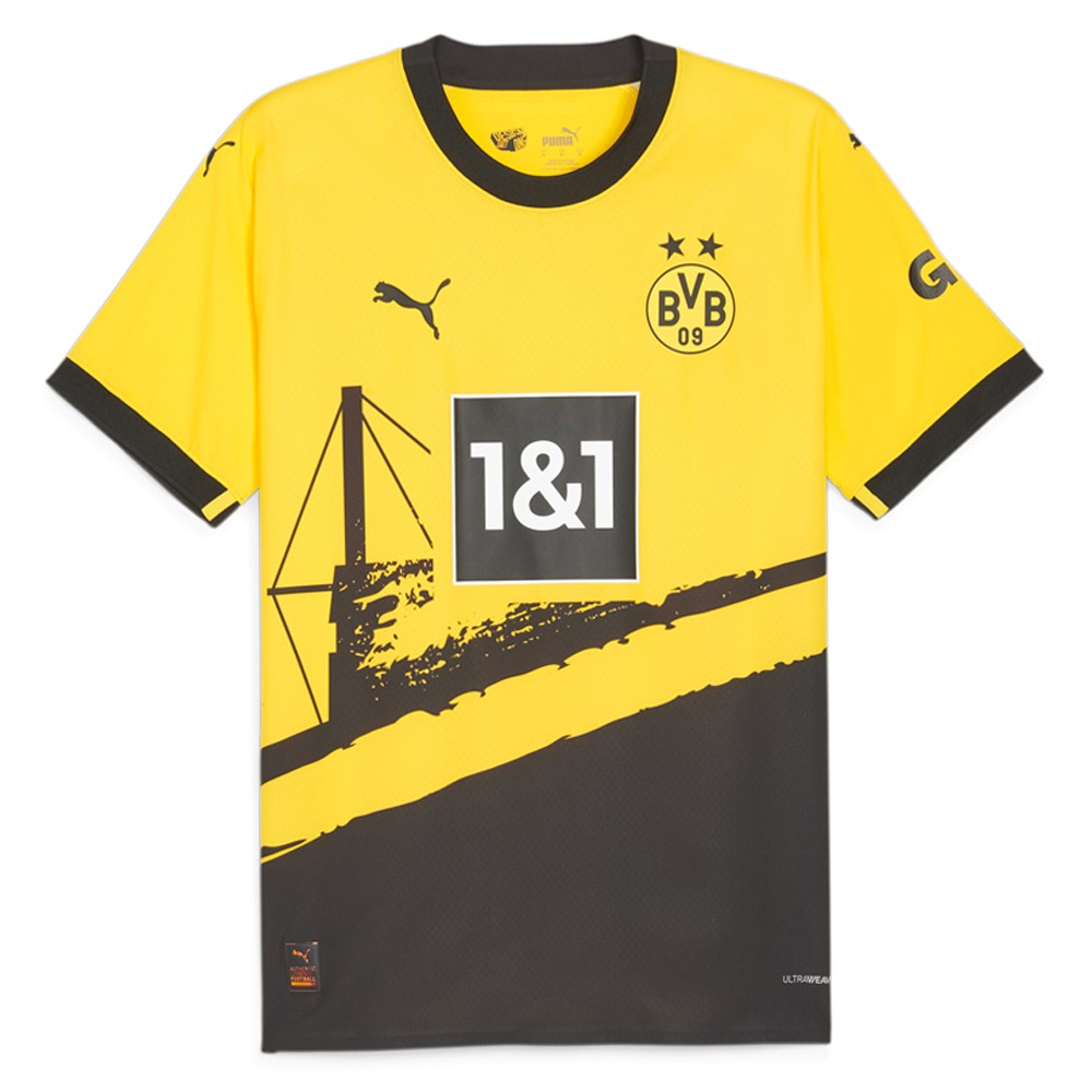 Мужская домашняя аутентичная футбольная майка Puma Bvb с круглым вырезом и коротким рукавом черный желтый 22990₽
