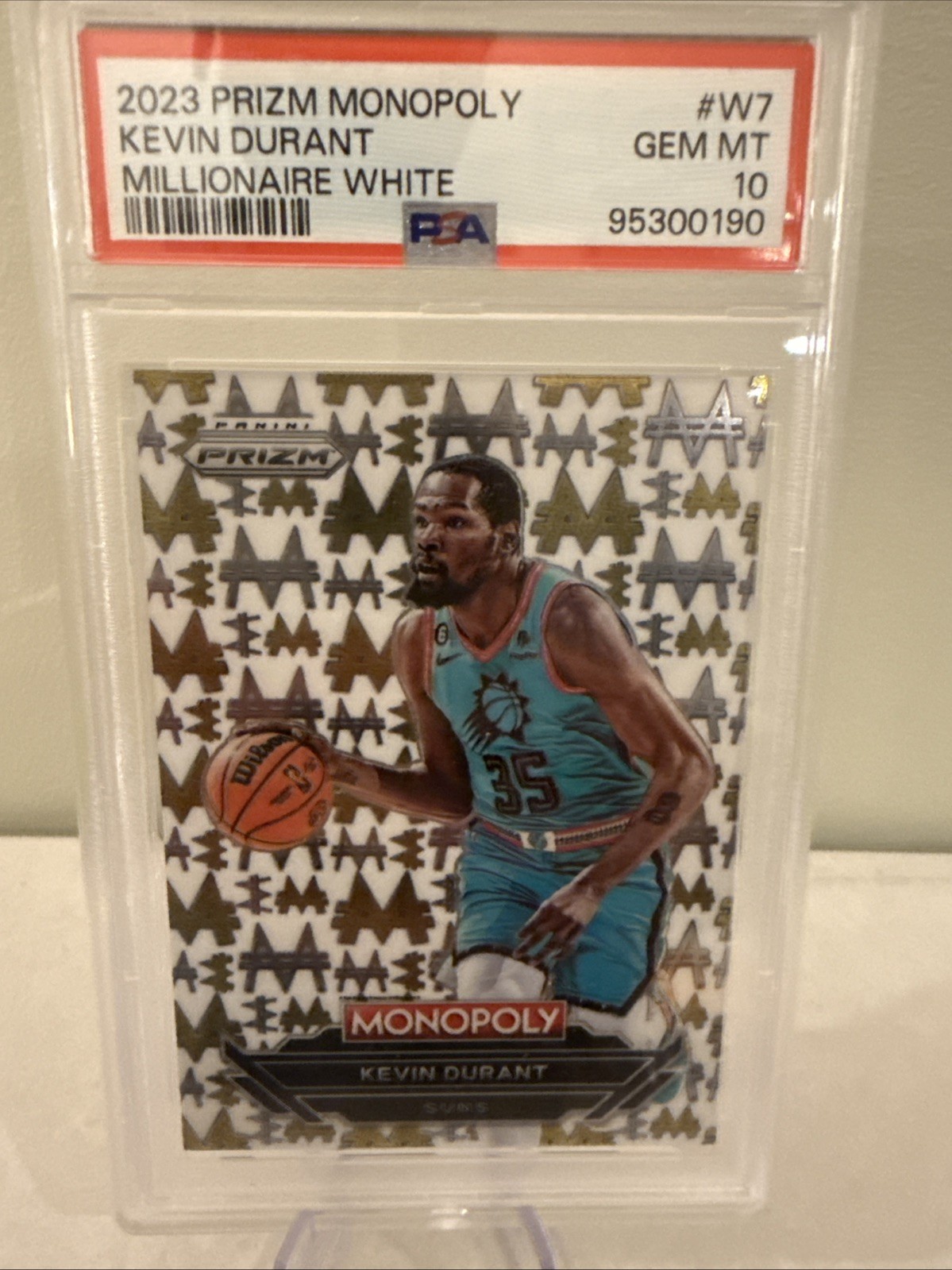 2023 Prizm Monopoly Kevin Durant Millionaire White # W7 GEM 10 POP 3