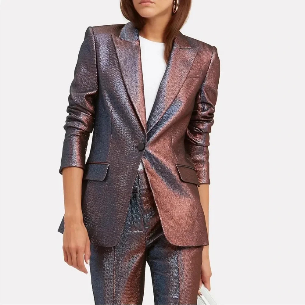 VERONICA BEARD Ashburn Metallic Iridescent Jacket Blazer Sz 0 $650