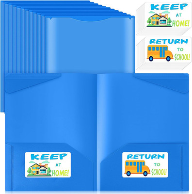 48 Pack Take Home Folders with 2 Pockets and Tabs, Plastic Classroom Communicati