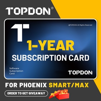 FREE GIFT! TOPDON 1-YEAR Update Software Subscription Card for Phoenix MAX SMART