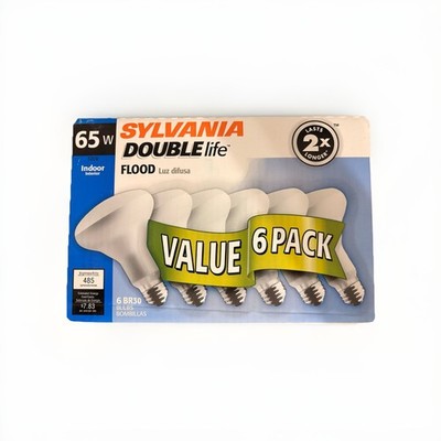 65 w 120V Indoor Interior SYLVANIA DOUBLE life  FLOOD | Value 6 Pack