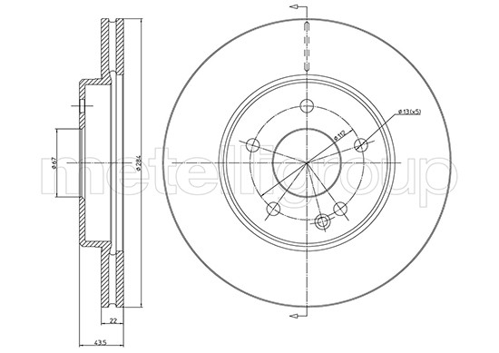 Metelli 2X Bremsscheibe Vorne Ø284Mm BelüFtet FüR Mercedes C-Klasse W202 S202-image