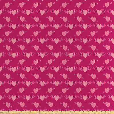 Herzen Satin Stoff als Meterware Doodle Pink Love