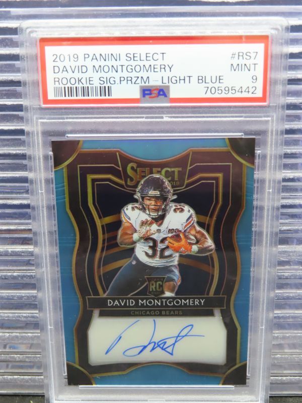 David Montgomery Panini Select Rookie Signature Prizm #RS7 Light Blue