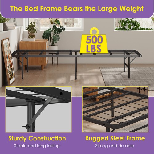 New Modern Bi-Fold Folding Platform Metal Bed Frame Mattress Foundation BF - Picture 22 of 33