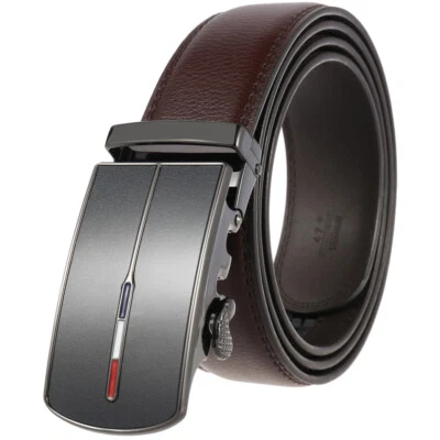 Classic Men's Real Leather Belt Automatic Buckle Belt Ratchet Strap Suit Belts