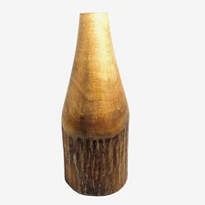 Natural Wood Vase Handcarved Mango Wood Handmade Villacera 12" x 5"