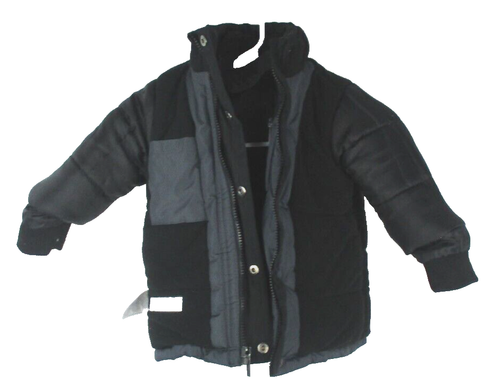DKNY Cappotto Invernale Cappuccio Isolato Ecopelliccia Logo Doppia Chiusura Grigio Nero Taglia 2T - Foto 14 di 18