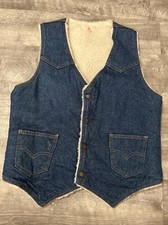 70  s Vintage LEVIS Orange Tab Sherpa Lined Denim Vest Size Medium USA