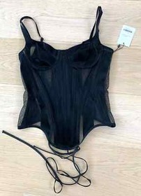 NEW AUTHENTIC MUGLER Black Cut-Out Illusion $2,800 Corset Bustier S bordelle