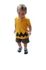 New Polo Shirt Childs Cartoon Charlie brown Black Zig Zag BOYS Halloween Costume