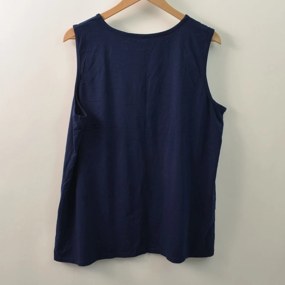 Liz & Me Tank Top Womens 1X 20W Cotton Spandex Blue Embellished T-Shirt - Image 4 of 4