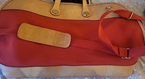Dooney & Bourke Cabriolet RED Canvas Leather Overnight Travel Bag Large - Picture 5 of 5