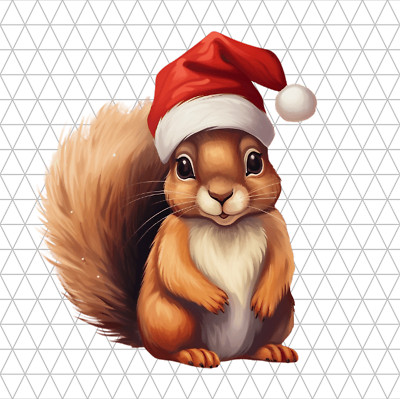Christmas Squirrel PNG Clip Art Sublimation Design Digital Download Clipart