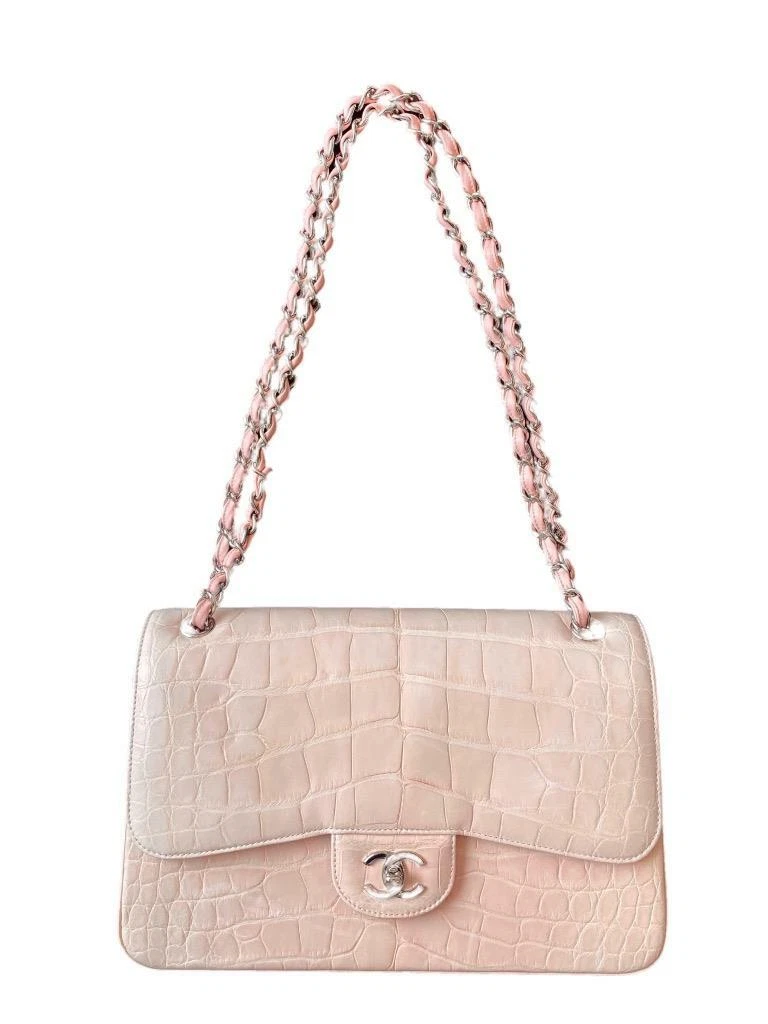 Chanel Classic Jumbo Double Flap Bag in Shiny Fuchsia Alligator with  Gold-Tone Metal Hardware