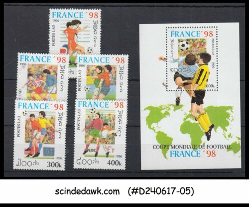 LAOS 1996 WORLD CUP FOOTBALL SOCCER FRANCE'98 set of 5-stamps & 1-m/s - MNH B114 - Afbeelding 1 van 1