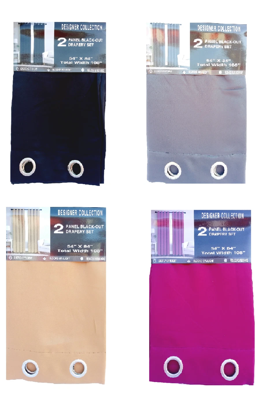 2 Panels 54" x 84" Each, BlackOut Window Curtains Drapes Window Treatment Set