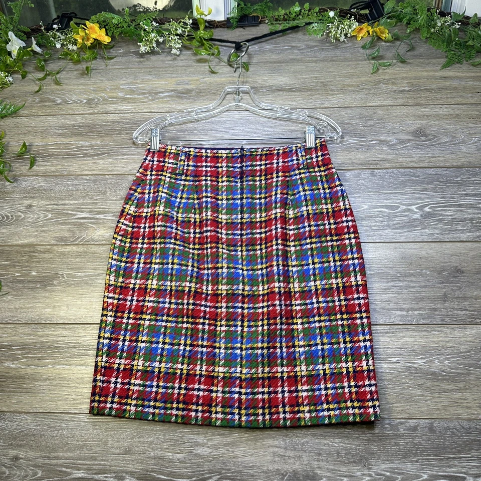 Falda LizWear Talla 10 Roja Lana Tweed, Azul Forrada Falda Lápiz Mini Para Mujer’s Foto 2 de 4