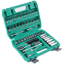 72 teeth / 53 pcs Drive Socket Set, SAE and Metric Hex Bit Socket Set, Ratchet