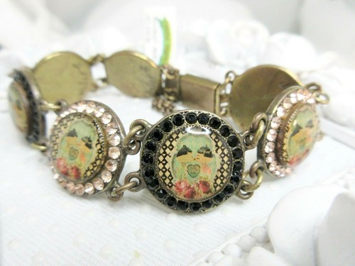 New Michal Negrin She Shy Black & Peach Swarovski elements Bracelet 