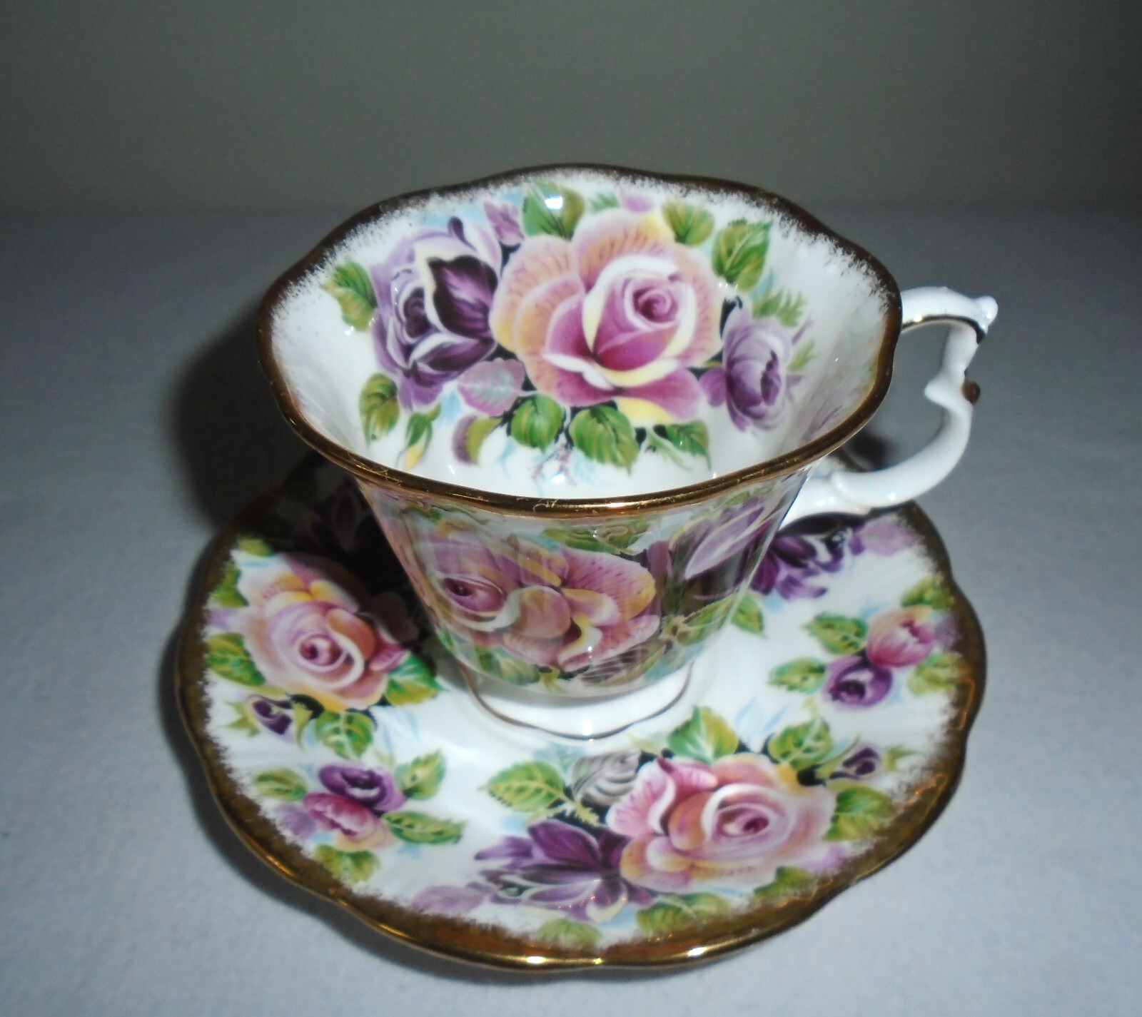 Royal Albert Summer Bounty Series Amethyst Footed Tea Cup and Saucer