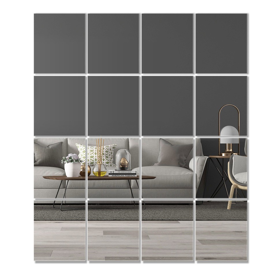 Acrylic Selfadhesive Frameless Wall Mirror Tiles Decor 14'' x 12