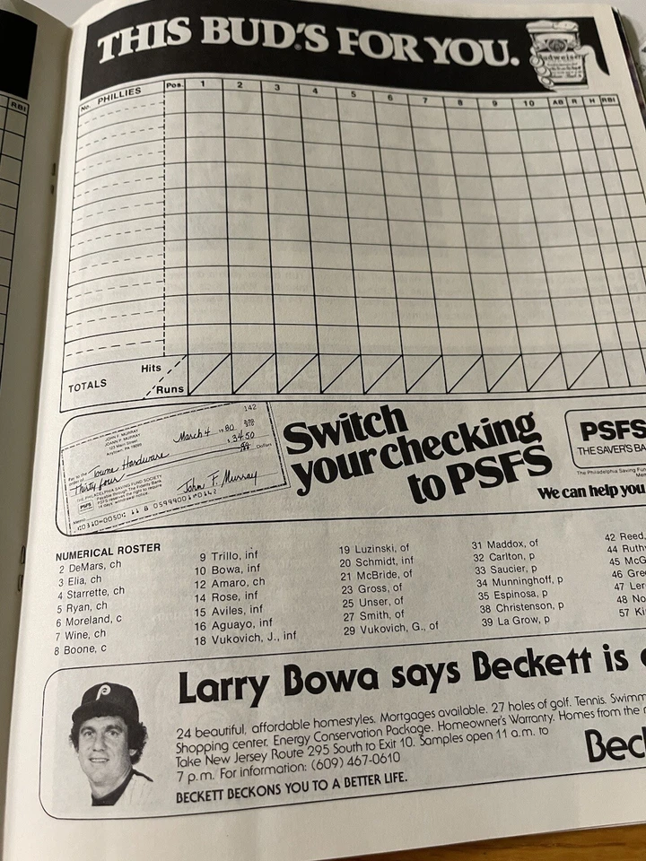 1980 Philadelphia Phillies Today Scorecard Magazine-Greg Luzinski - Image 3 of 4