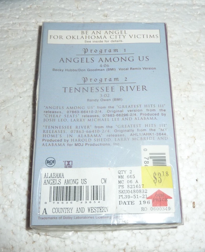 Angels Among Us/Tennessee River by Alabama CASSETTE SINGLE-NEW SEALED S-5 - Image 2 of 2