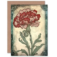 Rot Nelke Blume Jugendstil Blumen Geburtstagskarte