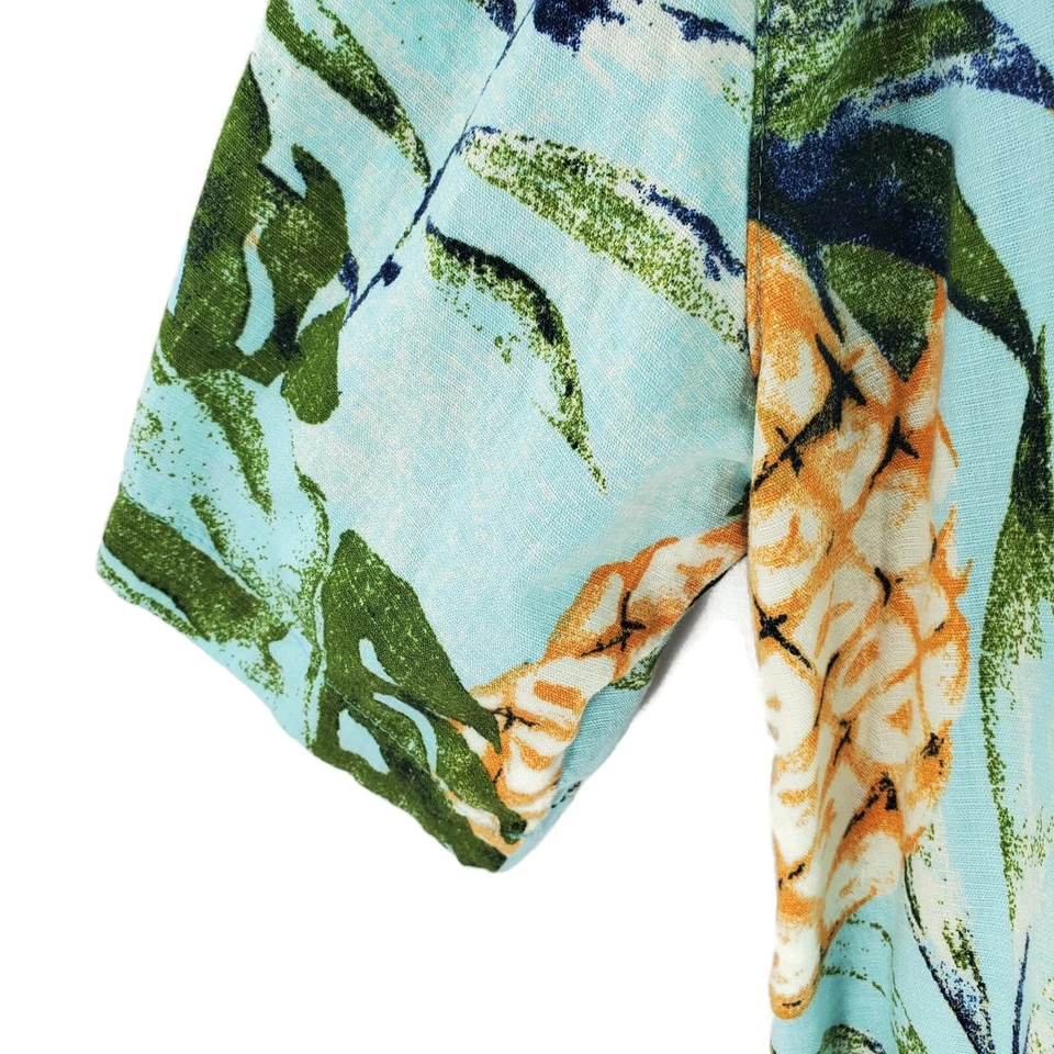 Camisa Hawaiana Island Republic Para Hombres XL Azul Isla Tropical Vacaciones Crucero Foto 3 de 4