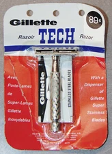 NEW Vintage Gillette Tech Razor 1966 with Super Stainless Blades NOS