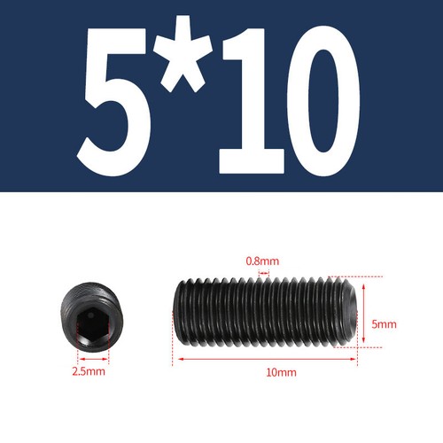 Black Concave Point Grub Screw Stainless Steel Hex Socket Set Screws M3 - M12 - Picture 30 of 83