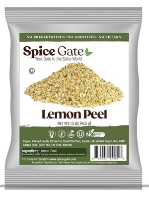 Spice Gate Lemon Peel Granules (1.5 oz), zesty dry lemon peels